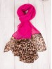 COLOUR BLOCK LEOPARD END LINEN SCARF